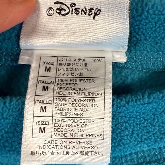 Walt Disney World Fleece Sweatshirt Teal Embroidered Mickey Mouse Pullover M - Picture 4 of 9